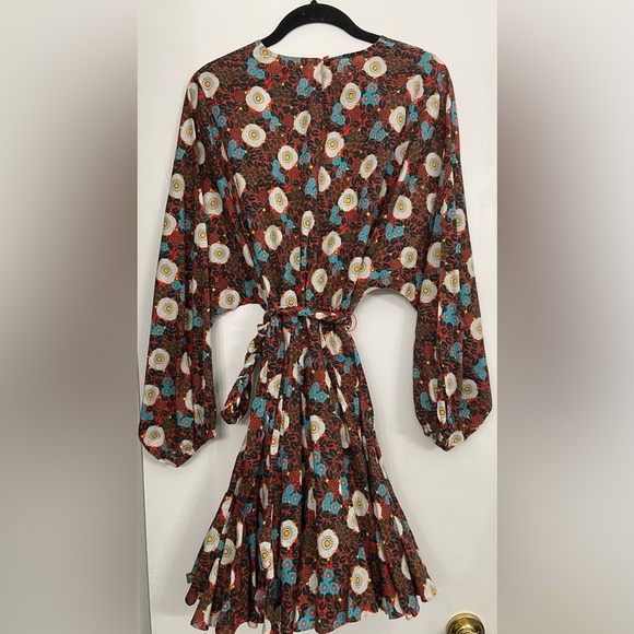 RHODE Ella Mini Dress Scarlet Aura Blossom White and Brown Size Small - Picture 4 of 7